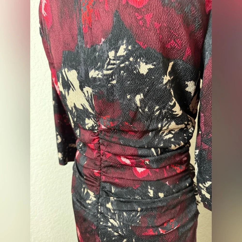 Tracy Reese Anthropologie Floral Paintbrush Watercolor Silk Crepe‎ Dress S 10